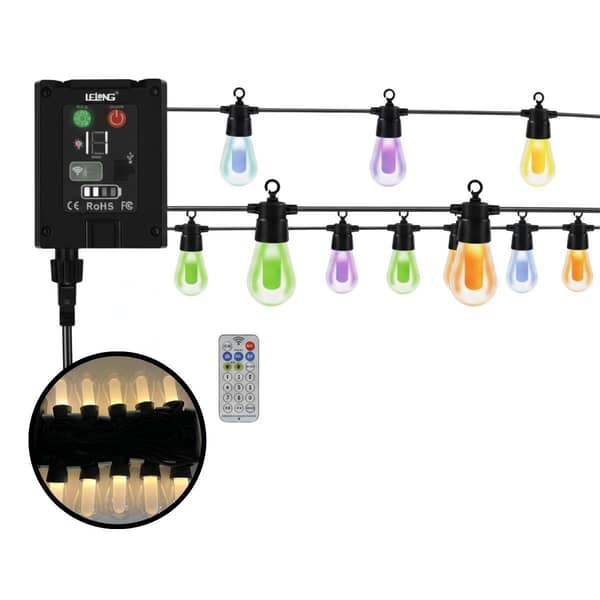 Guia de Luces Bombitas Simonas 3 en 1 Calida, Blanco frio, multicolor con control 10 mts Solar